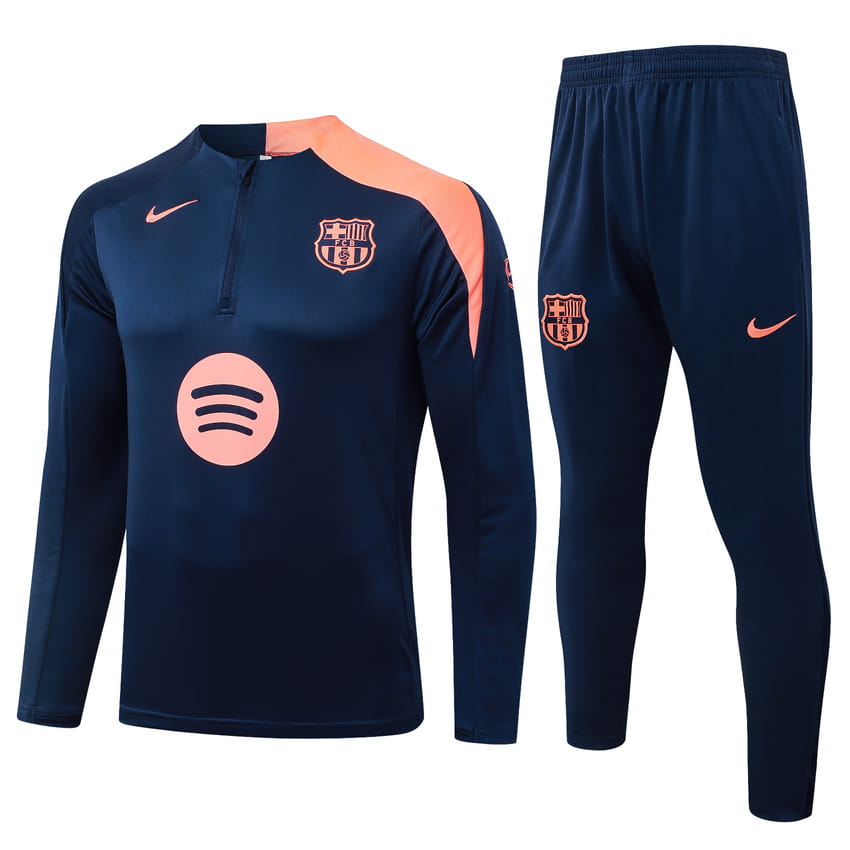 Survetement Barcelone Veste Homme/Enfant 2025 2026 Bleu Orange Clair