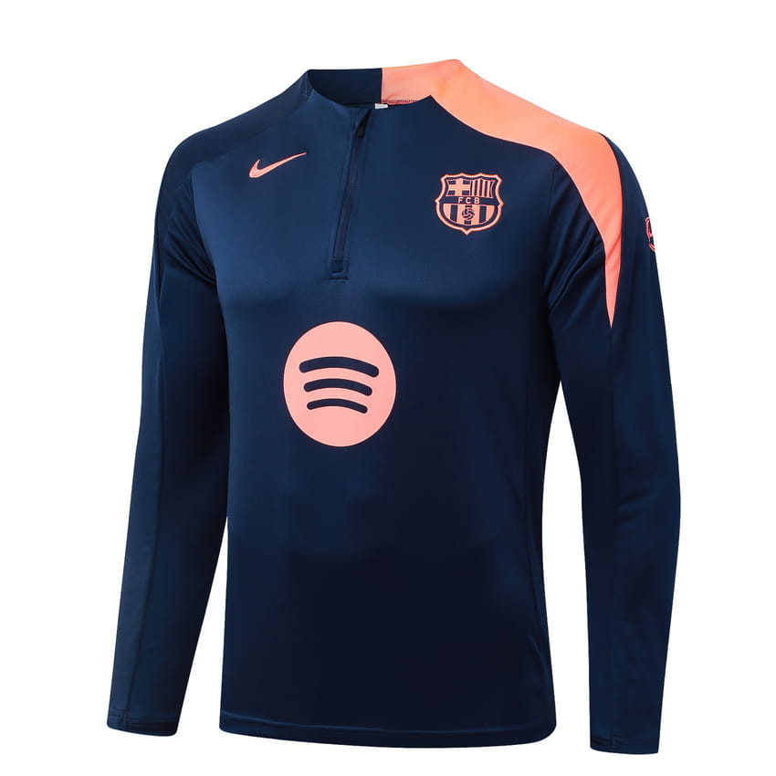 Survetement Barcelone Veste Homme/Enfant 2025 2026 Bleu Orange Clair