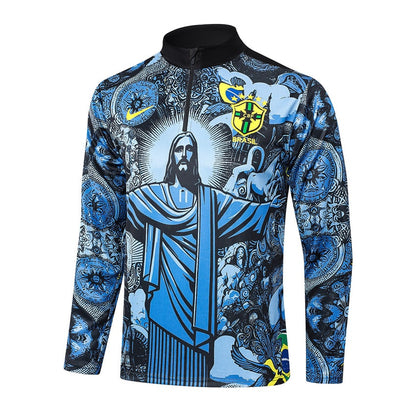 Survetement Bresil Training Homme/Enfant 2024 2025 Bleu Motif