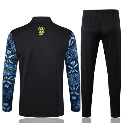 Survetement Bresil Training Homme/Enfant 2024 2025 Bleu Motif