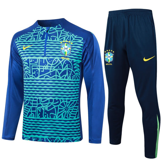 Survetement Bresil Training Homme/Enfant 2024 2025 Bleu Vert