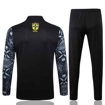 Survetement Bresil Training Homme/Enfant 2024 2025 Gris Motif