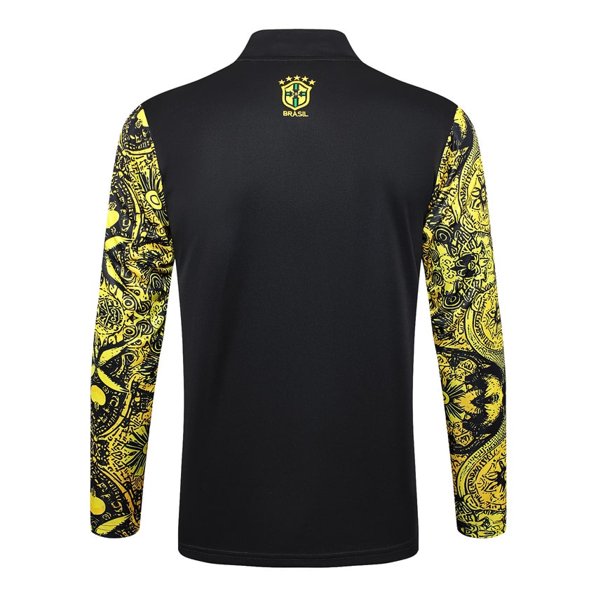 Survetement Bresil Training Homme/Enfant 2024 2025 Jaune Motif