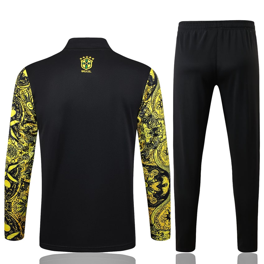 Survetement Bresil Training Homme/Enfant 2024 2025 Jaune Motif