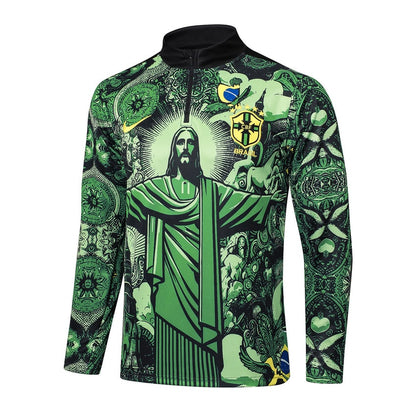 Survetement Bresil Training Homme/Enfant 2024 2025 Vert Motif