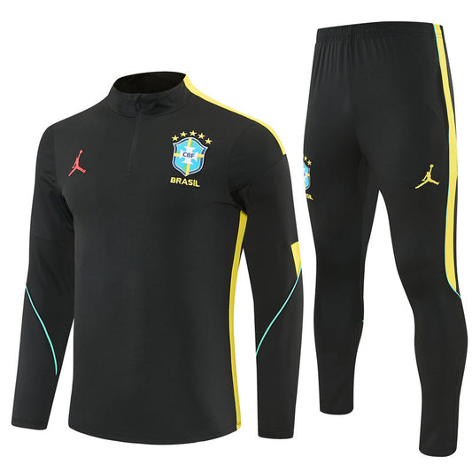 Survetement Bresil Training Homme/Enfant 2026 2027 Noir Jaune