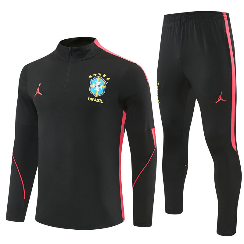 Survetement Bresil Training Homme/Enfant 2026 2027 Noir Orange