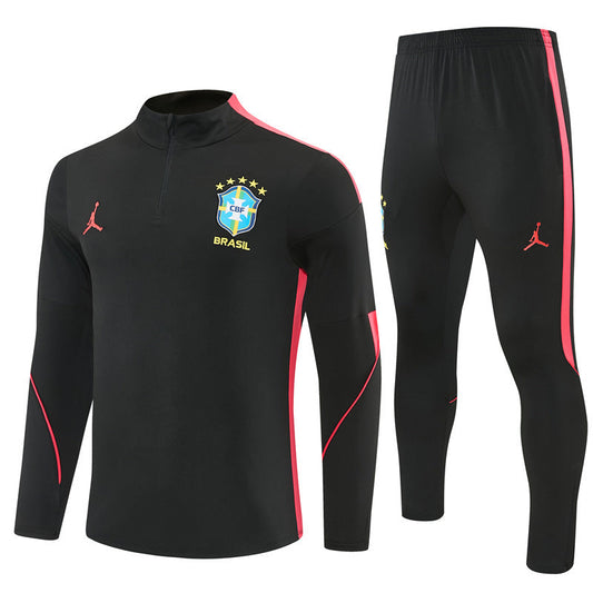 Survetement Bresil Training Homme/Enfant 2026 2027 Noir Orange