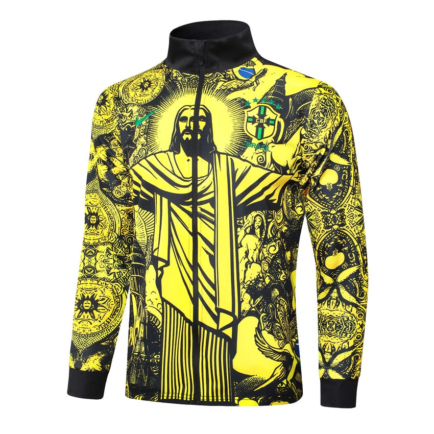 Survetement Bresil Veste Homme/Enfant 2024 2025 Jaune Motif