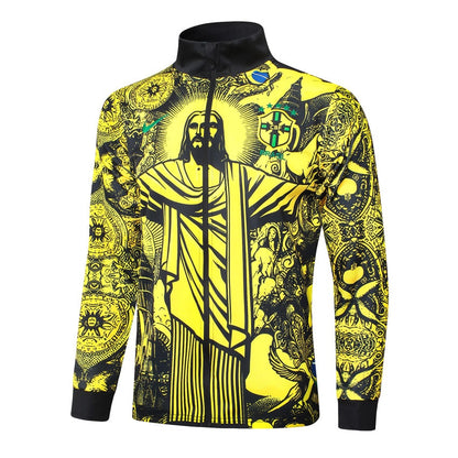 Survetement Bresil Veste Homme/Enfant 2024 2025 Jaune Motif