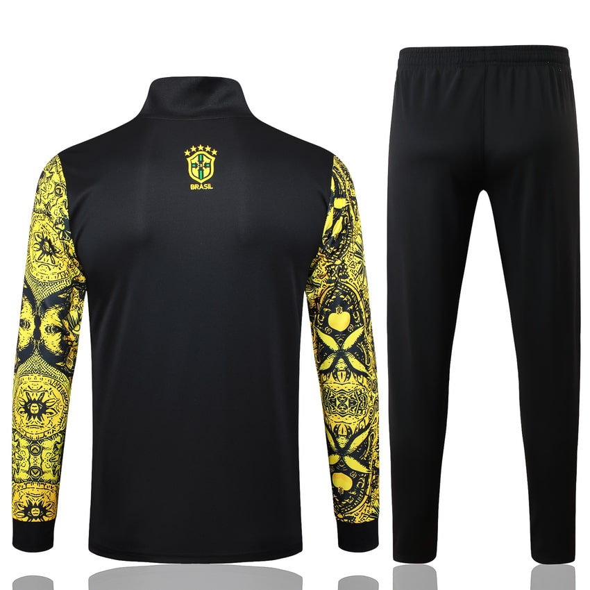 Survetement Bresil Veste Homme/Enfant 2024 2025 Jaune Motif