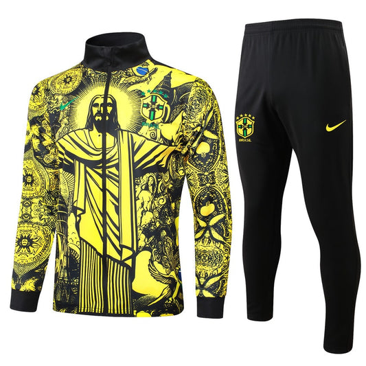 Survetement Bresil Veste Homme/Enfant 2024 2025 Jaune Motif