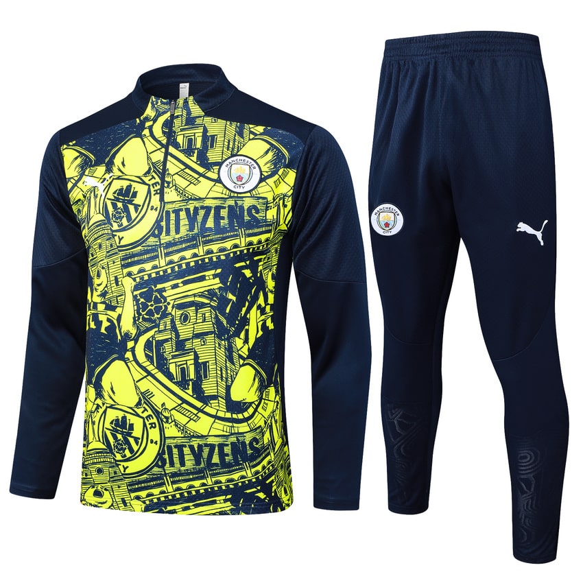 Survetement Manchester City Training Homme/Enfant 2024 2025 Jaune Noir