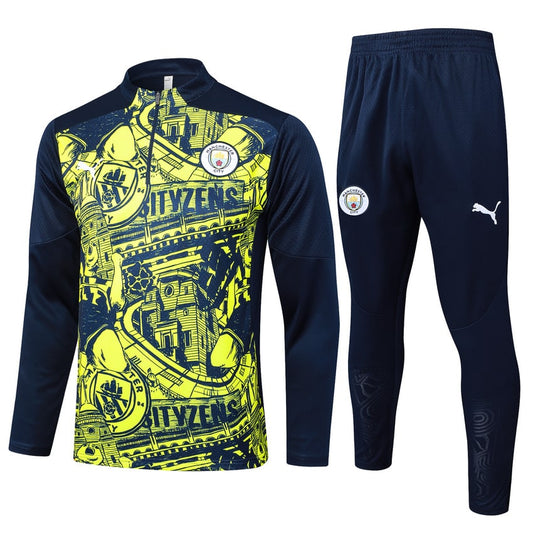 Survetement Manchester City Training Homme/Enfant 2024 2025 Jaune Noir