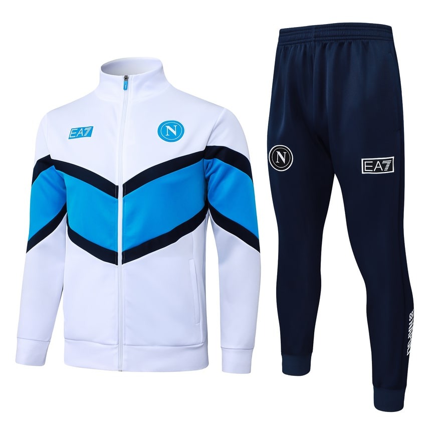 Survetement Naples Veste Homme/Enfant 2025 2026 Blanc Bleu