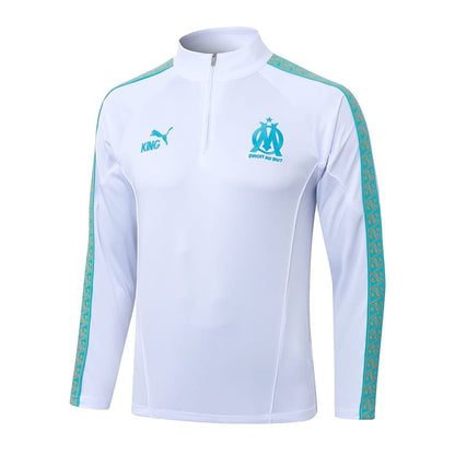 Survetement Marseille OM Training Homme/Enfant 2025 2026 Blanc Bleu Foncé