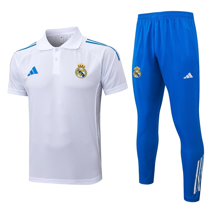 Polo Real Madrid Homme 2025 2026 Blanc Bleu