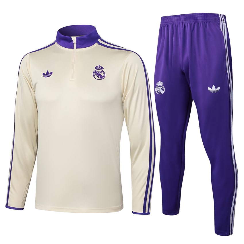 Survetement Real Madrid Training Homme/Enfant 2025 2026 Beige Violet