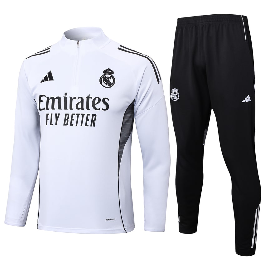 Survetement Real Madrid Training Homme/Enfant 2025 2026 Blanc Clair