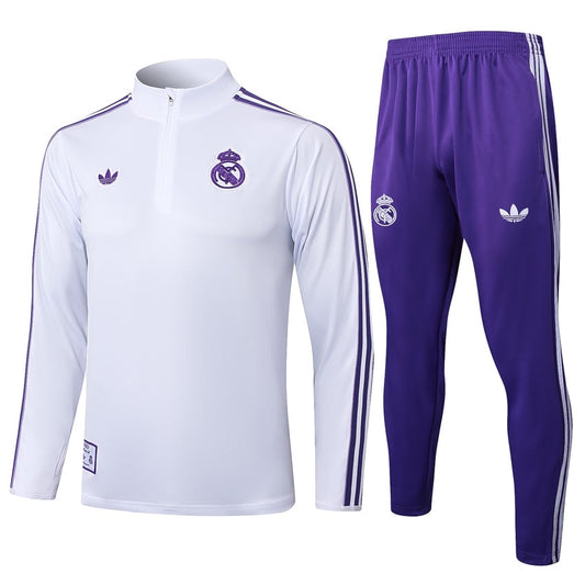 Survetement Real Madrid Training Homme/Enfant 2025 2026 Blanc Violet
