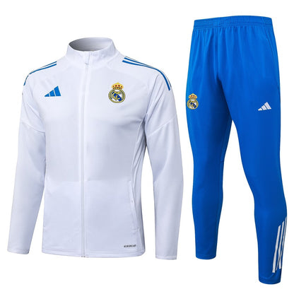 Survetement Real Madrid Veste Homme/Enfant  2025 2026 Blanc Bleu