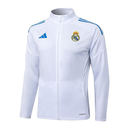 Survetement Real Madrid Veste Homme/Enfant  2025 2026 Blanc Bleu