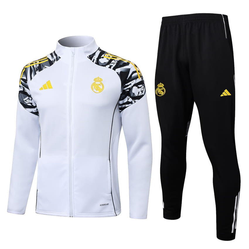 Survetement Real Madrid Veste Homme/Enfant 2025 2026 Blanc Tache