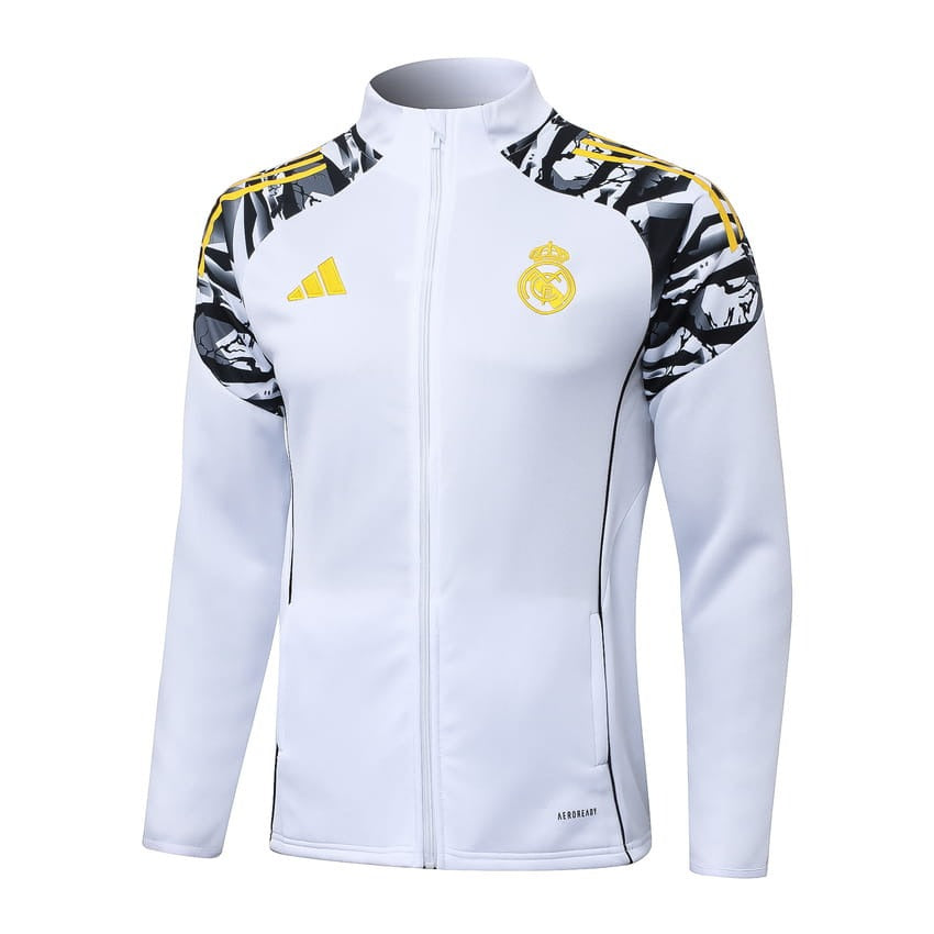 Survetement Real Madrid Veste Homme/Enfant 2025 2026 Blanc Tache