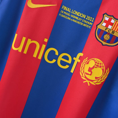 Maillot Barcelone Manches Longues 2010-2011 Domicile Vintage Homme