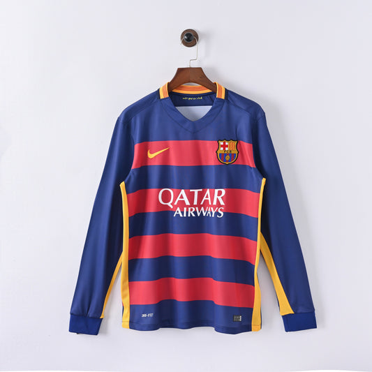 Maillot Barcelone Retro Vintage Manches Longues 2015-2016 Domicile Vintage Homme
