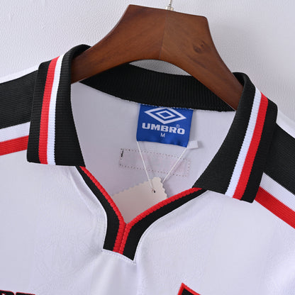 Maillot Manchester United Retro Vintage Manches Longues 1998-1999 Exterieur Homme