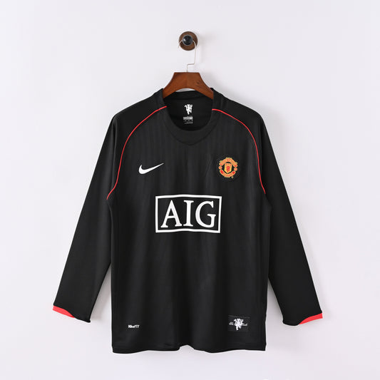 Maillot Manchester United Retro Vintage Manches Longues 2007-2008 Exterieur Homme