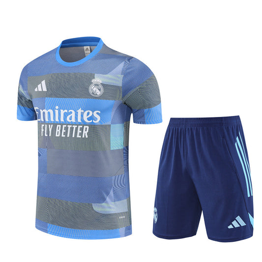 Maillot Short Training Real Madrid Bleu/Gris Homme/Enfant 2025-2026