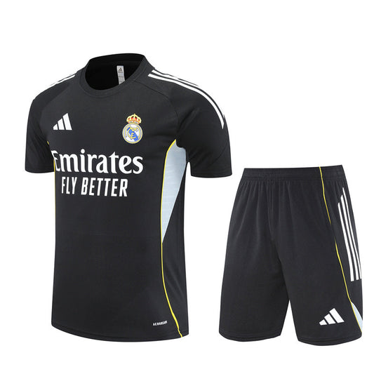 Maillot Short Training Real Madrid Noir Homme/Enfant 2025-2026